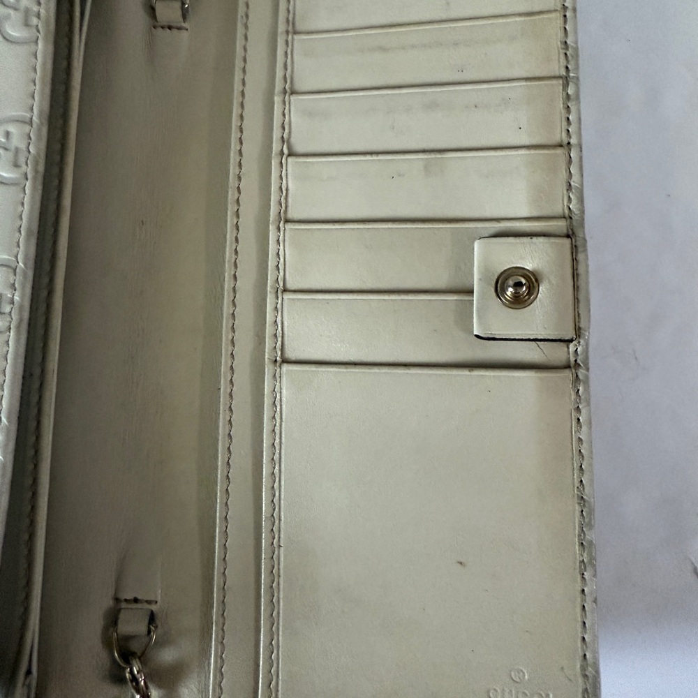 GUCCI Chain Long Wallet  Leather‎ Women Authentic Beige Monogram - Picture 8 of 16
